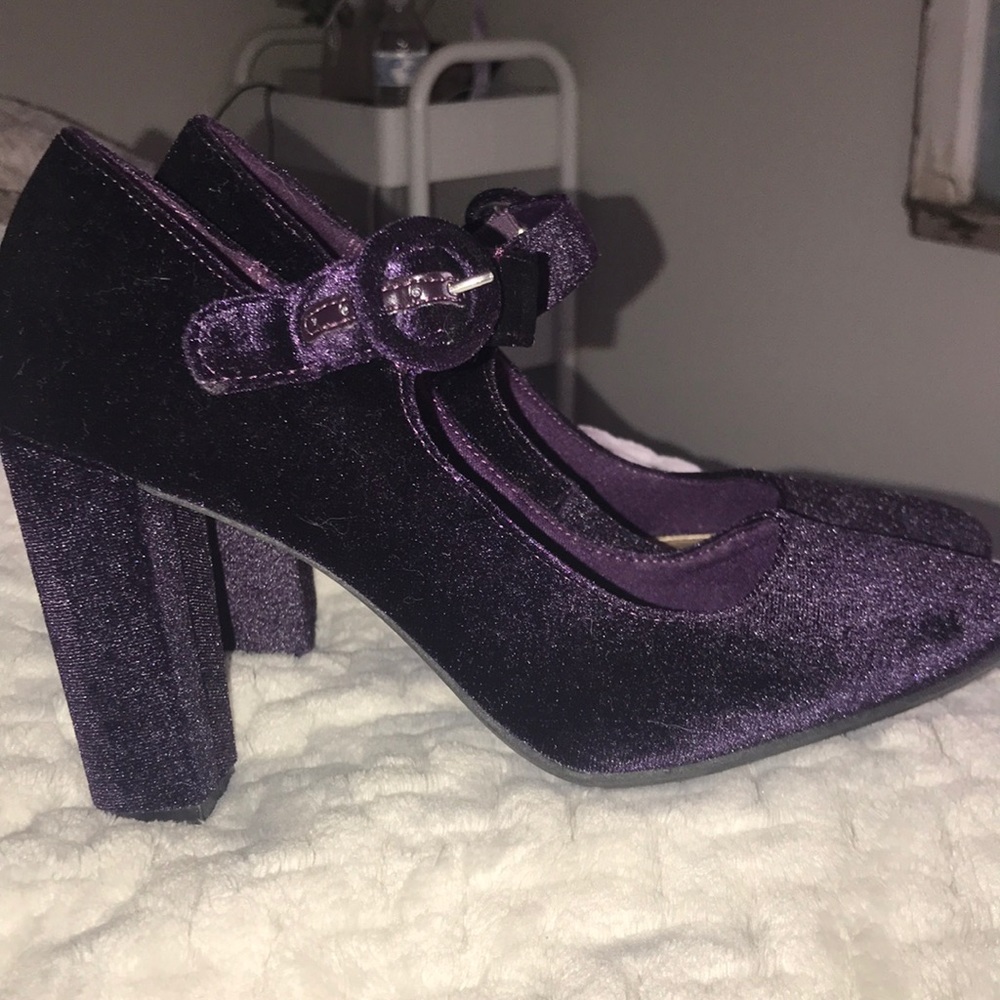Christian Siriano crushed velvet heels, maryjanes